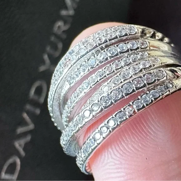 David Yurman Silver Diamond Ring - Picture 4 of 6